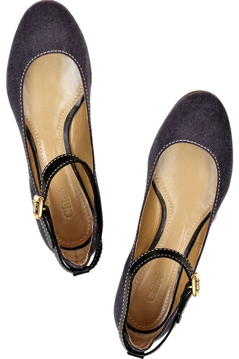 chloe flats with ankle strap.